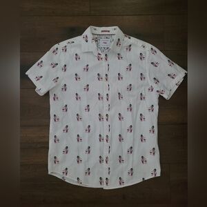 Men's Denim & Flower Ricky Singh BBQ Grilling Guy July 4 Button Down Sz M